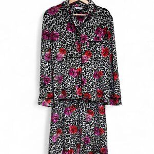Sofia Vergara Leopard Floral Pajama Set Y2K Lounge Size Small